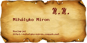 Mihályko Miron névjegykártya